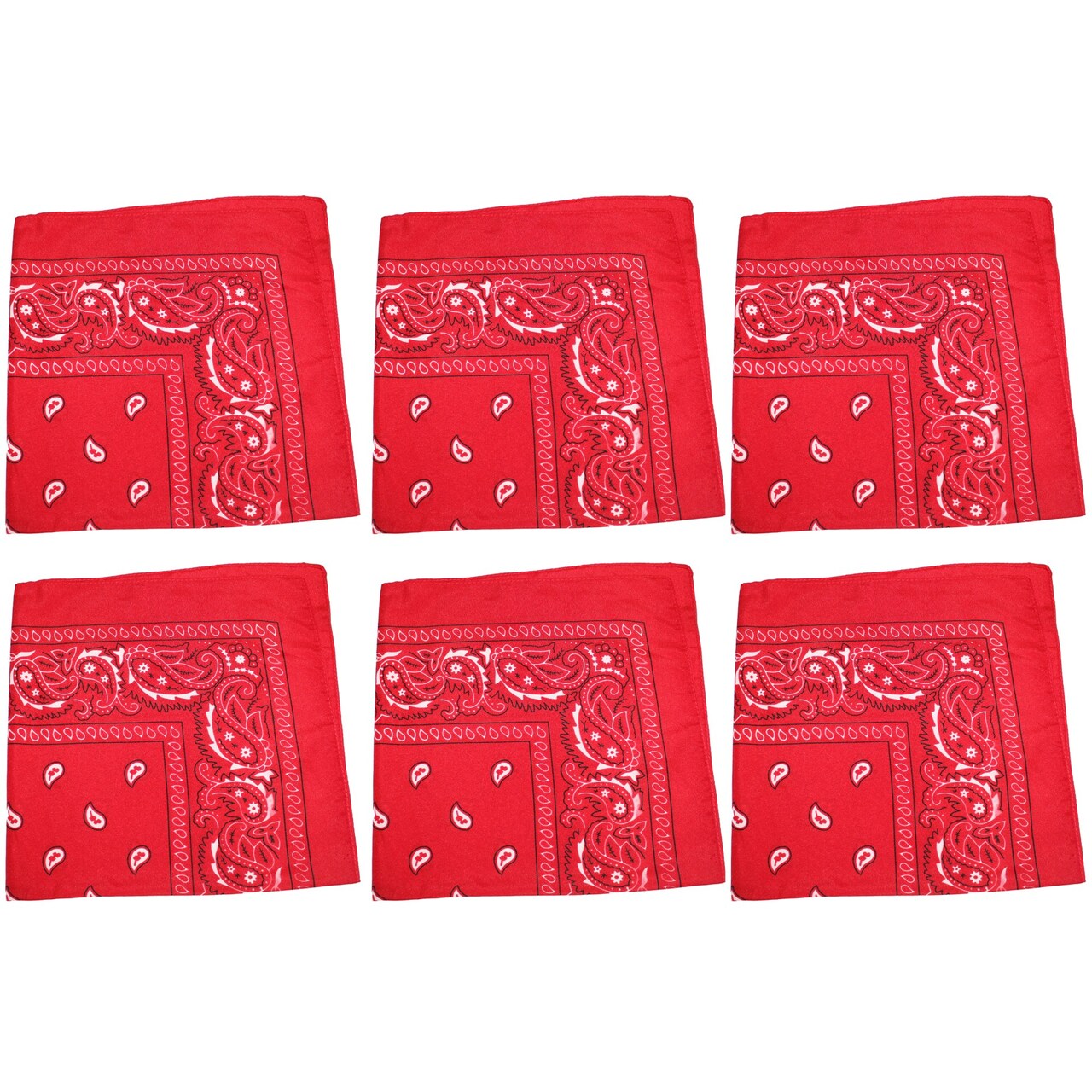 6 Pack Cotton Paisley Bandanas Multi-Purpose Accessories Everyday Use